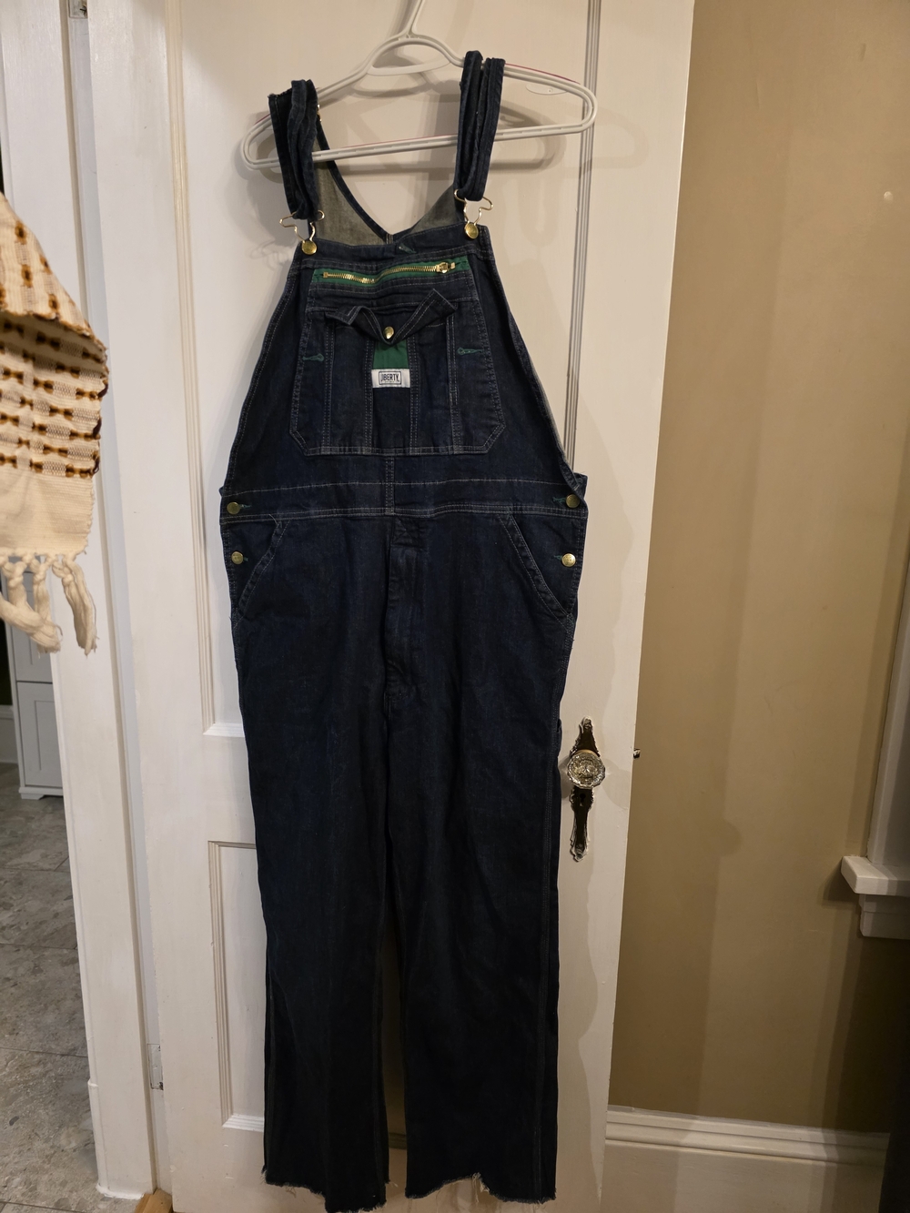 liberty Dark Indigo Denim Relaxed Overalls